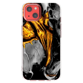 Picasee silikonowe przeźroczyste etui na Apple iPhone 13 - Black Gold