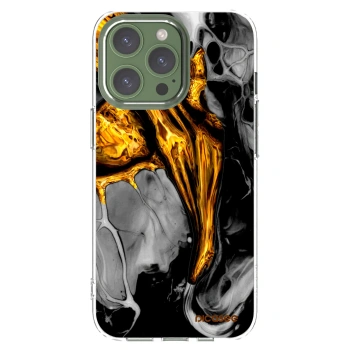 Picasee silikonowe przeźroczyste etui na Apple iPhone 13 Pro - Black Gold