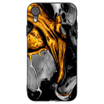 Picasee silikonowe czarne etui na Apple iPhone XR - Black Gold