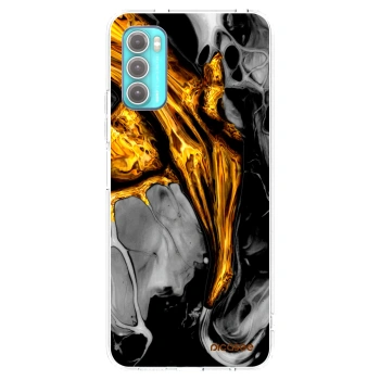 Picasee silikonowe przeźroczyste etui na Motorola Moto G60 - Black Gold