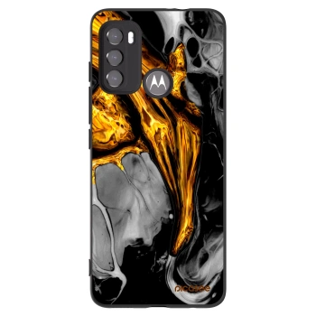 Picasee silikonowe czarne etui na Motorola Moto G60 - Black Gold
