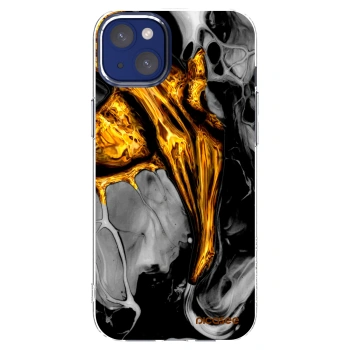 Picasee silikonowe przeźroczyste etui na Apple iPhone 14 Plus - Black Gold