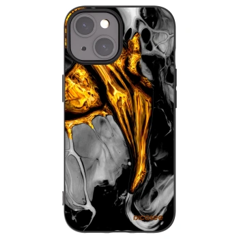 Picasee silikonowe czarne etui na Apple iPhone 15 - Black Gold