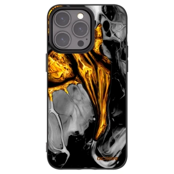 Picasee silikonowe czarne etui na Apple iPhone 15 Pro Max - Black Gold