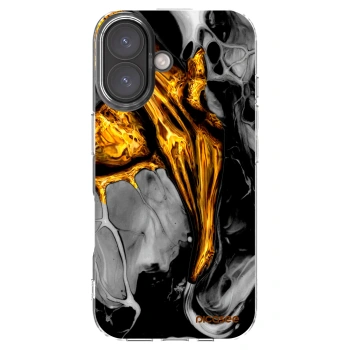 Picasee silikonowe przeźroczyste etui na Apple iPhone 16 - Black Gold