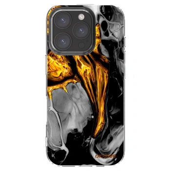Picasee silikonowe przeźroczyste etui na Apple iPhone 16 Pro - Black Gold