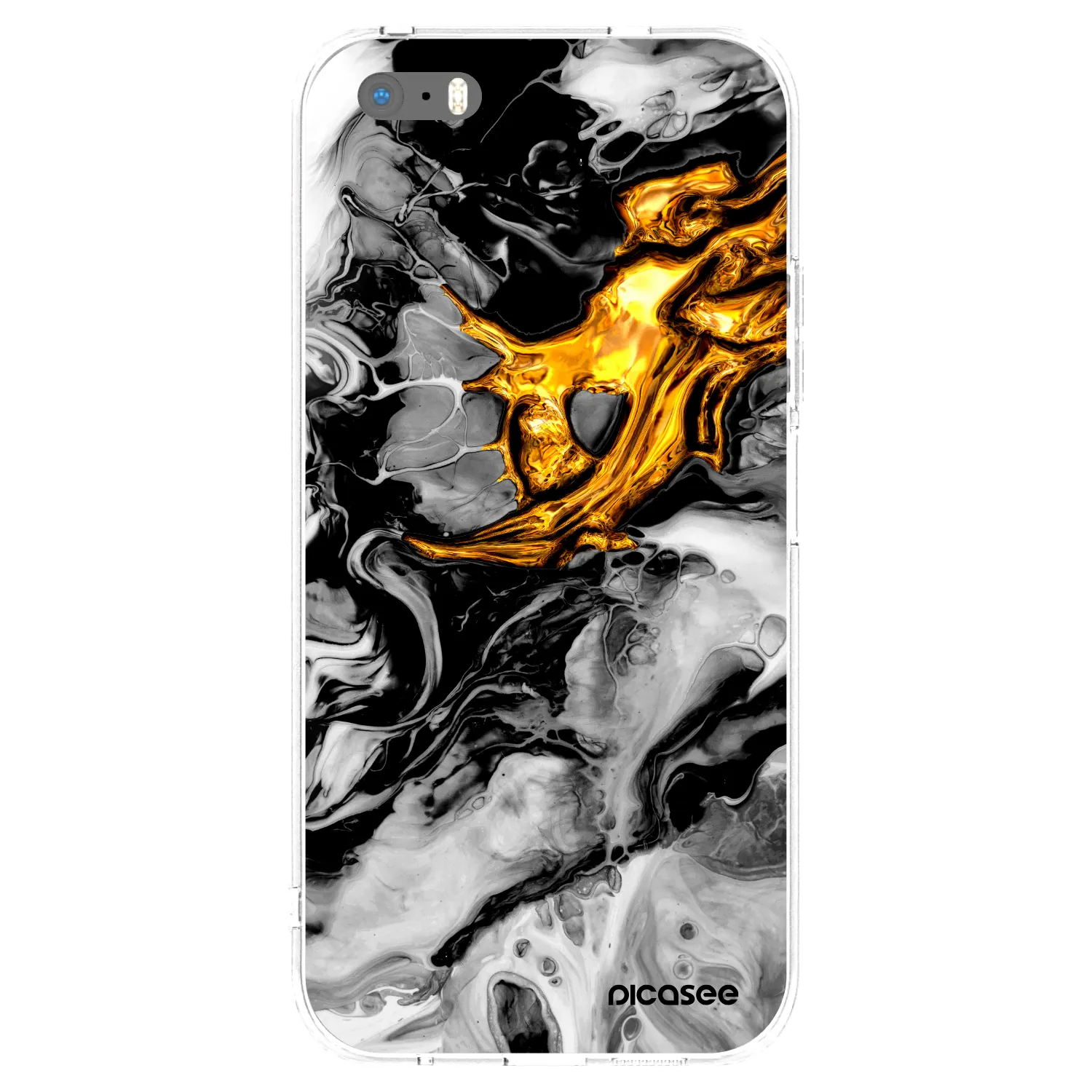 Picasee silikonowe przeźroczyste etui na Apple iPhone 5/5S/SE - Black Gold 2