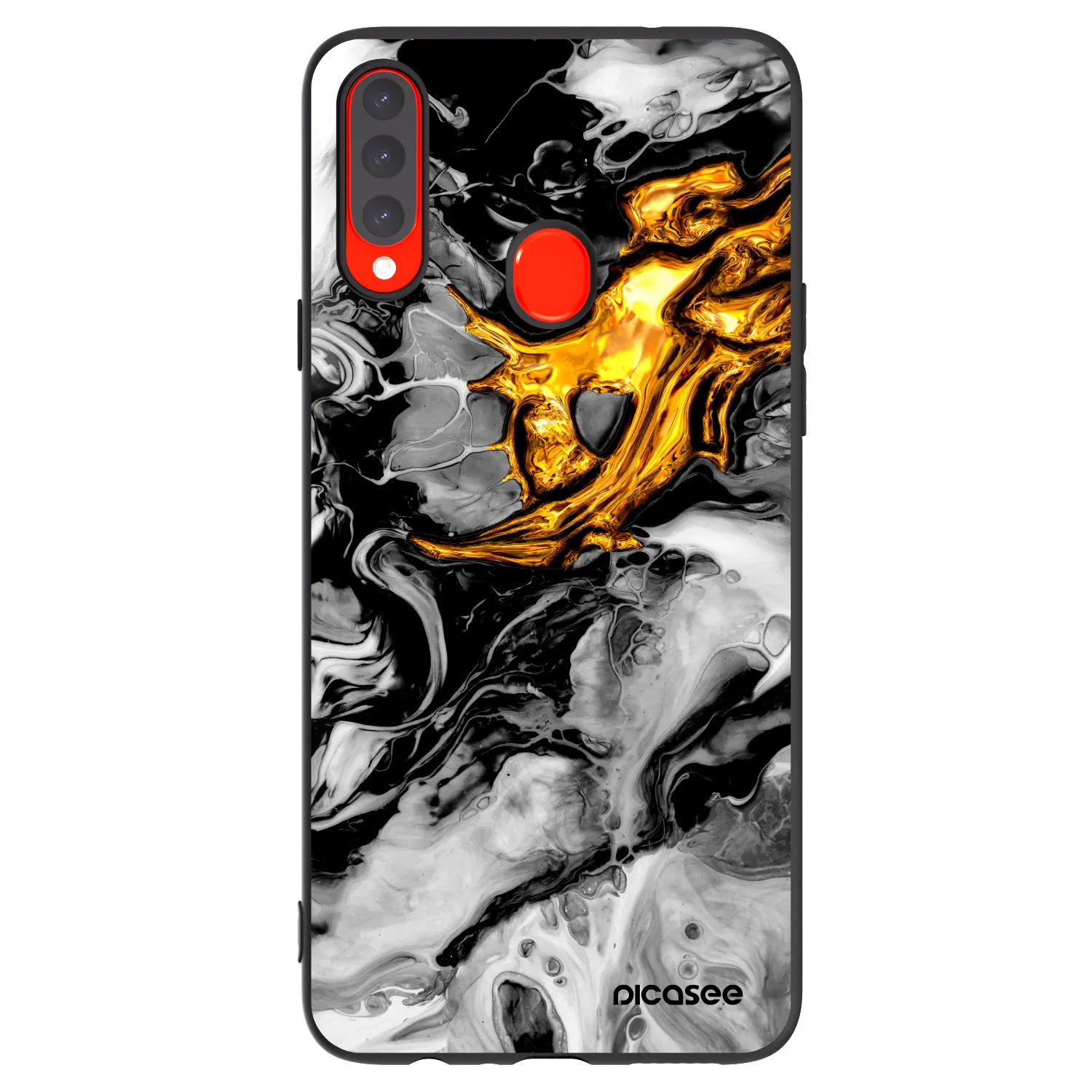 Picasee silikonowe czarne etui na Samsung Galaxy A20s - Black Gold 2