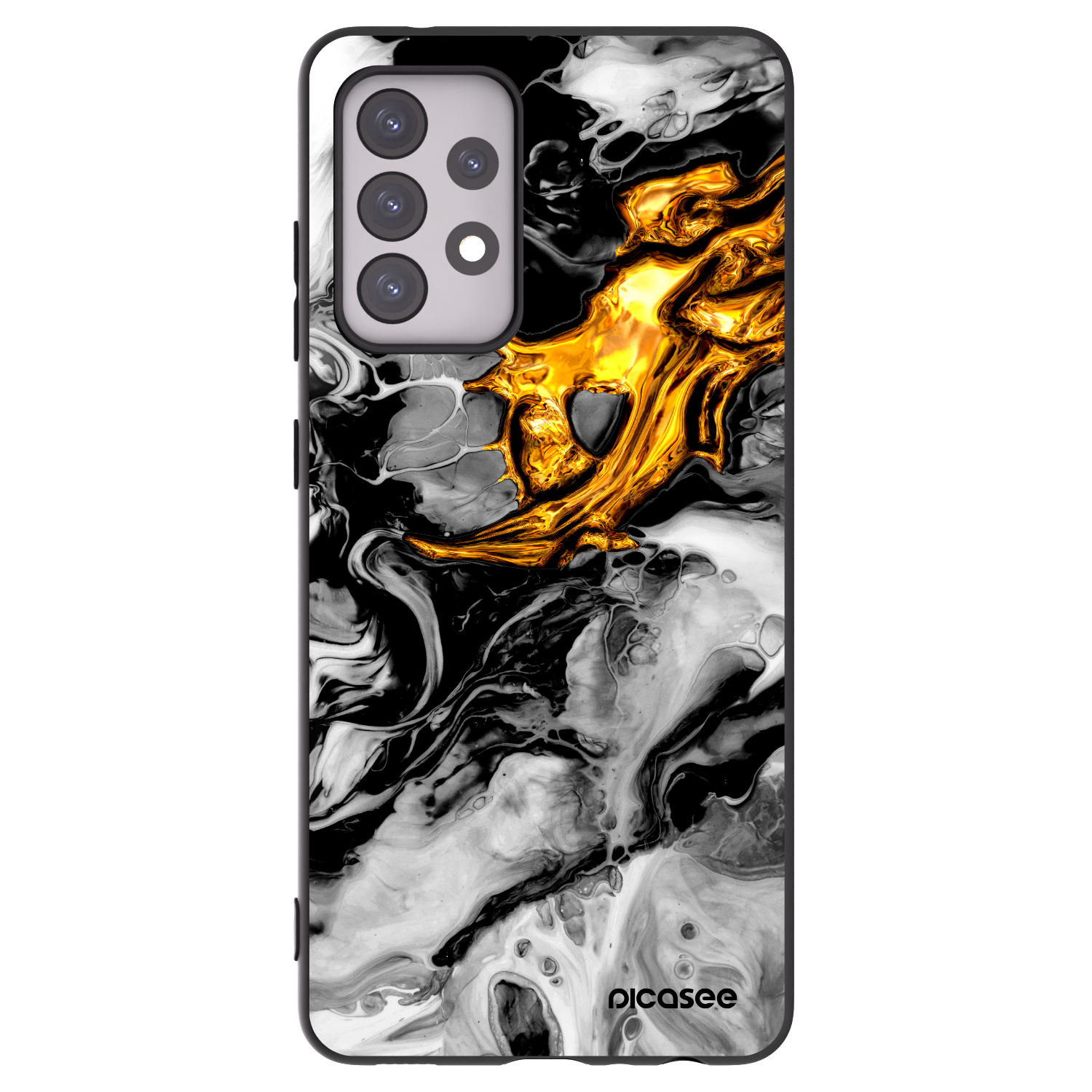 Picasee silikonowe czarne etui na Samsung Galaxy A52 5G A525F - Black Gold 2