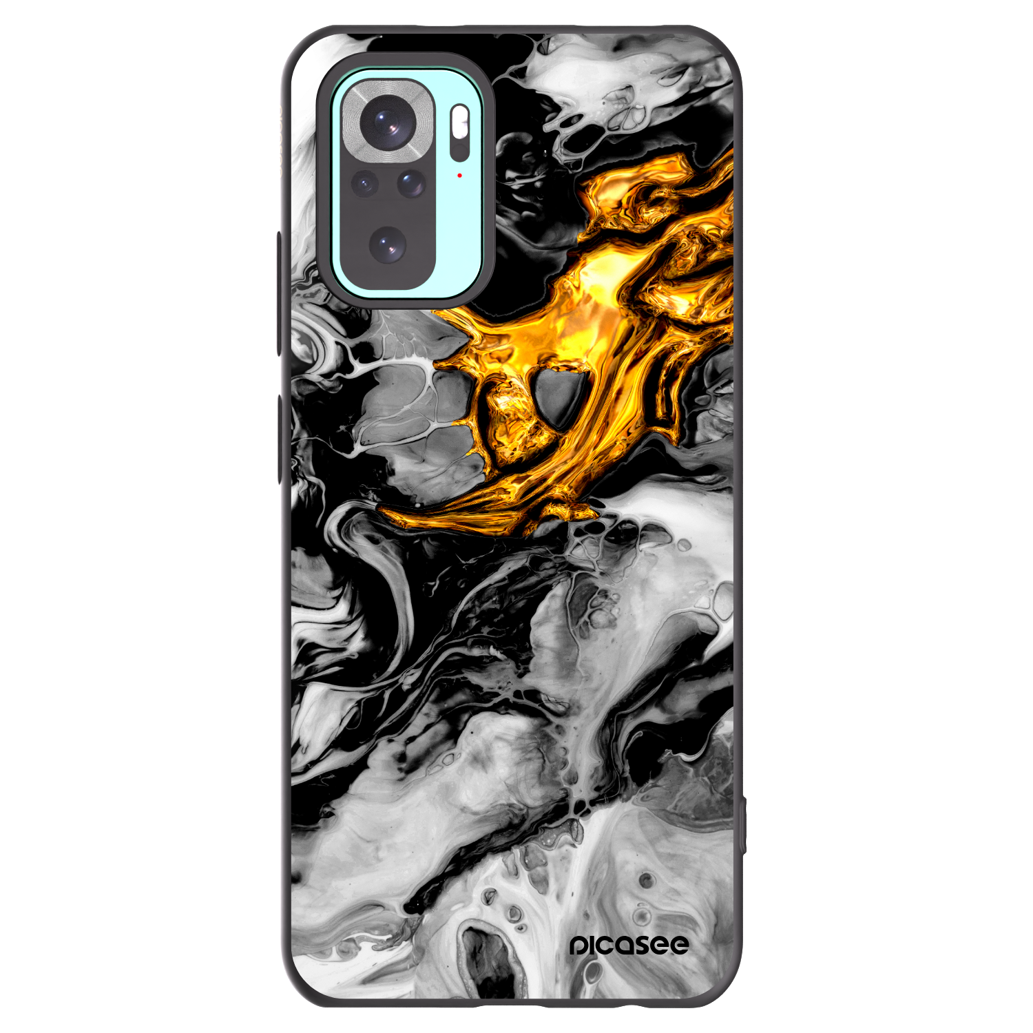 Picasee silikonowe czarne etui na Xiaomi Redmi Note 10 Pro - Black Gold 2