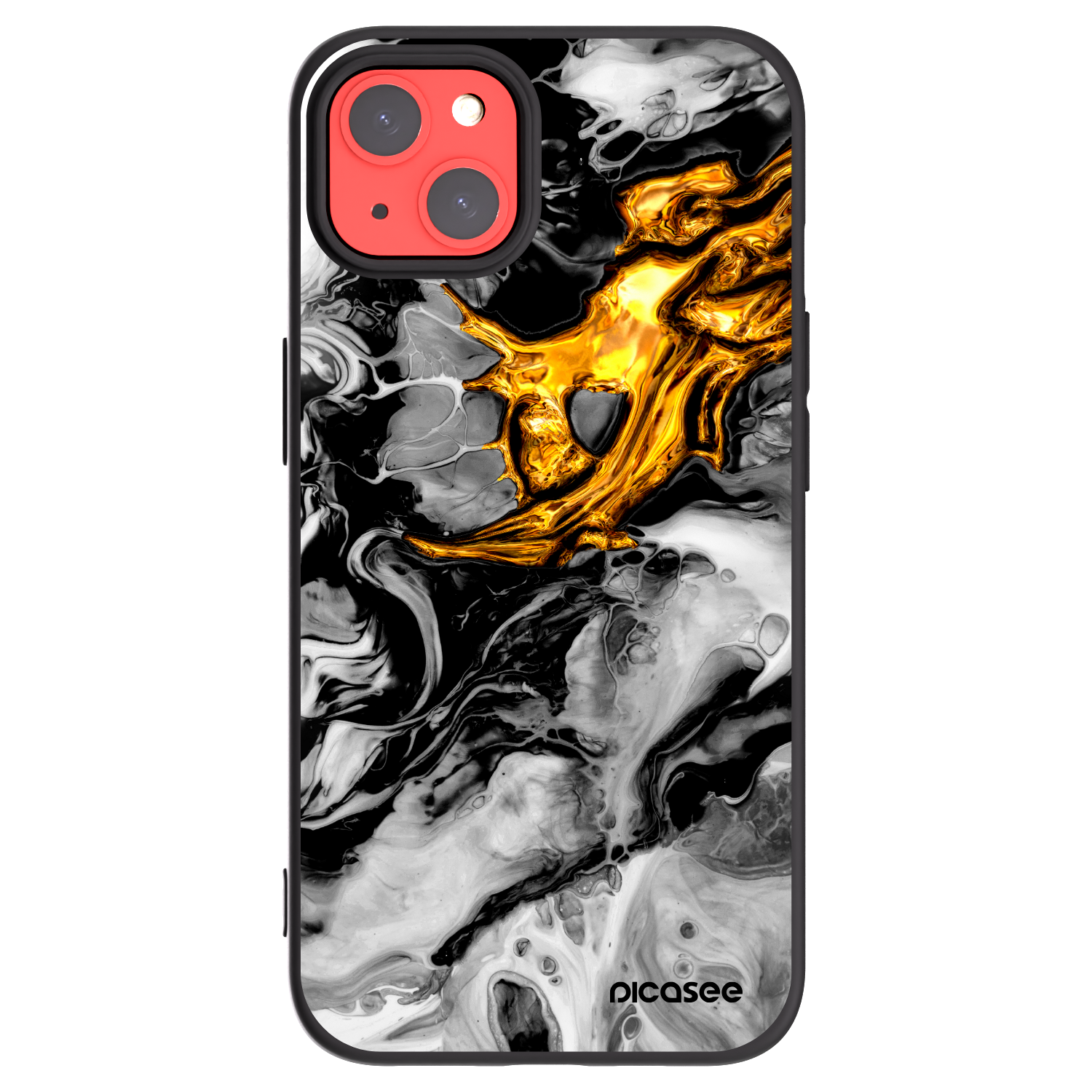 Picasee silikonowe czarne etui na Apple iPhone 13 - Black Gold 2