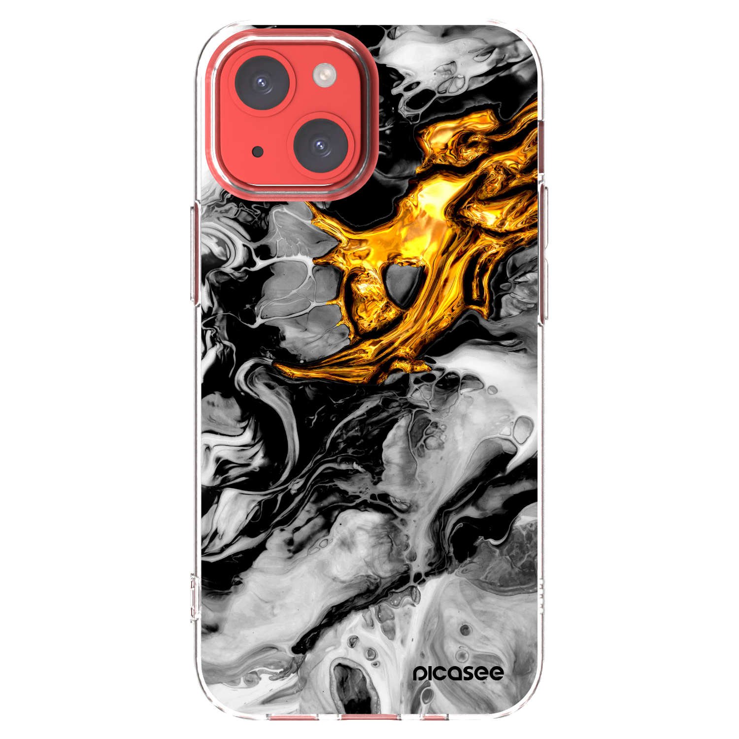 Picasee silikonowe przeźroczyste etui na Apple iPhone 13 mini - Black Gold 2