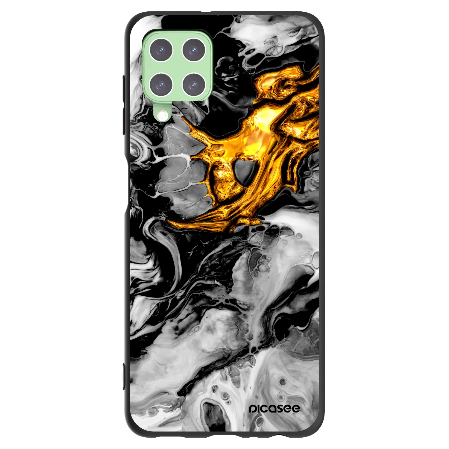Picasee silikonowe czarne etui na Samsung Galaxy A22 A225F 4G - Black Gold 2