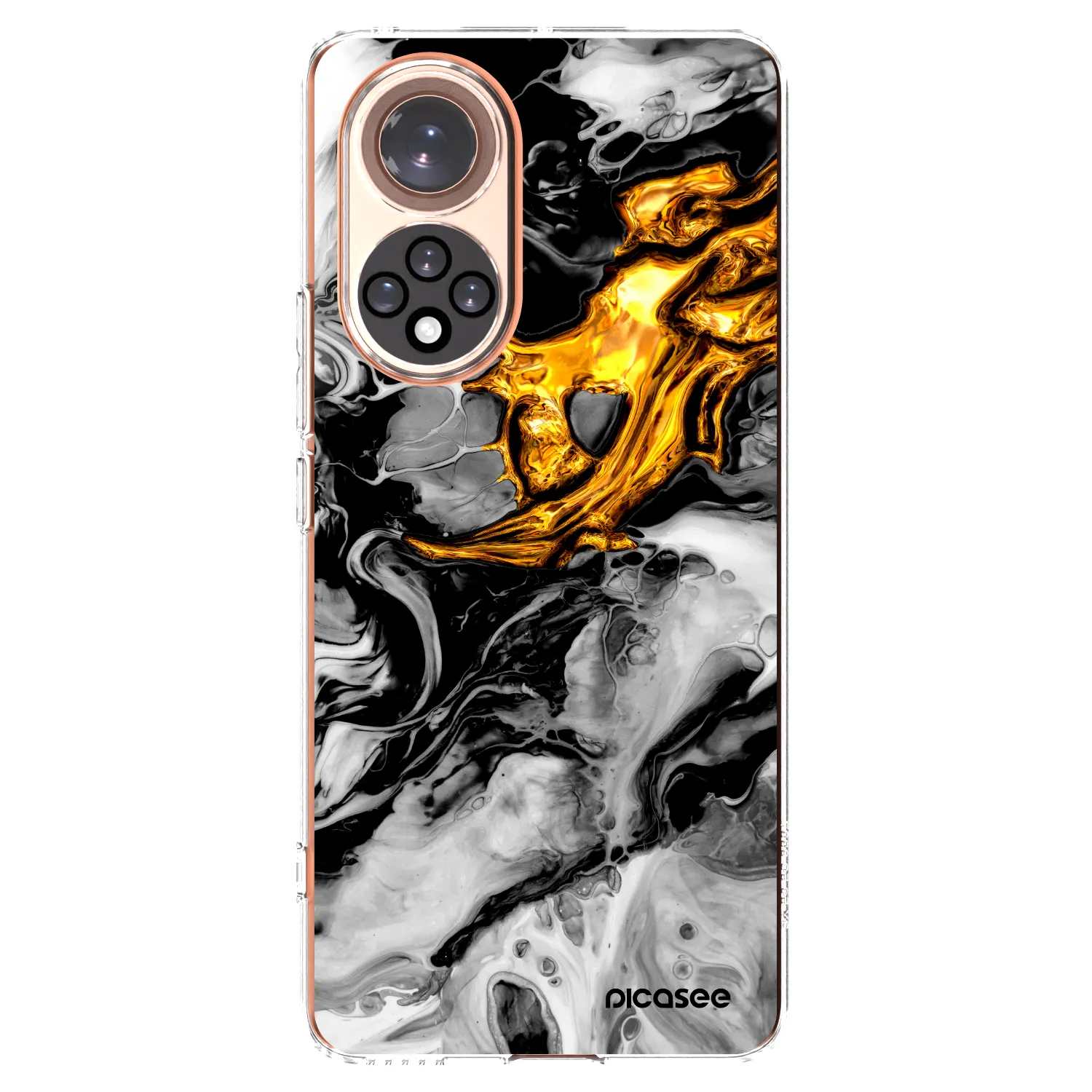 Picasee silikonowe przeźroczyste etui na Honor 50 5G - Black Gold 2