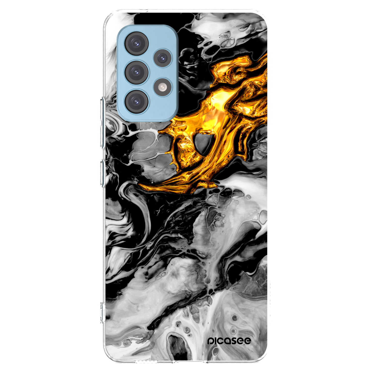 Picasee silikonowe przeźroczyste etui na Samsung Galaxy A53 5G A536 - Black Gold 2