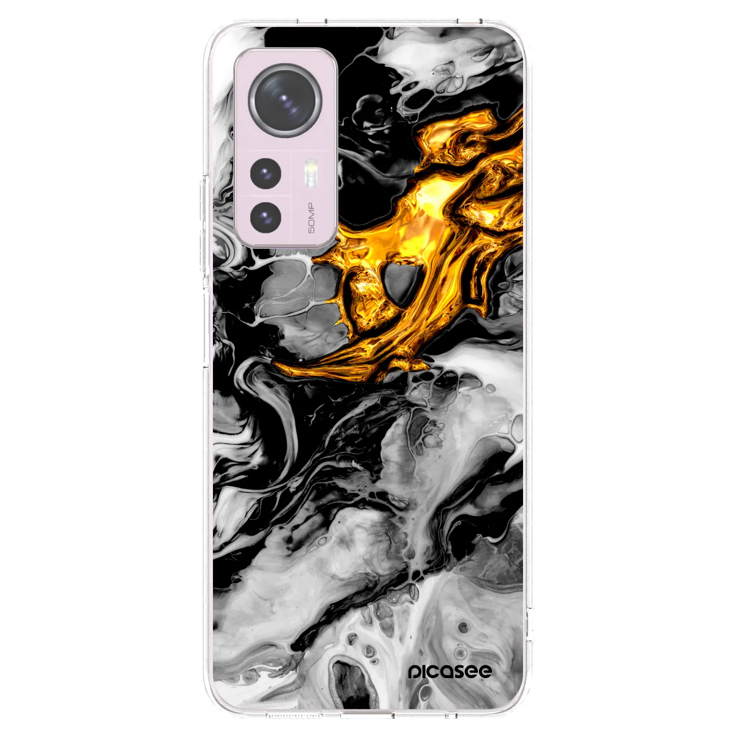 Picasee silikonowe przeźroczyste etui na Xiaomi 12 - Black Gold 2