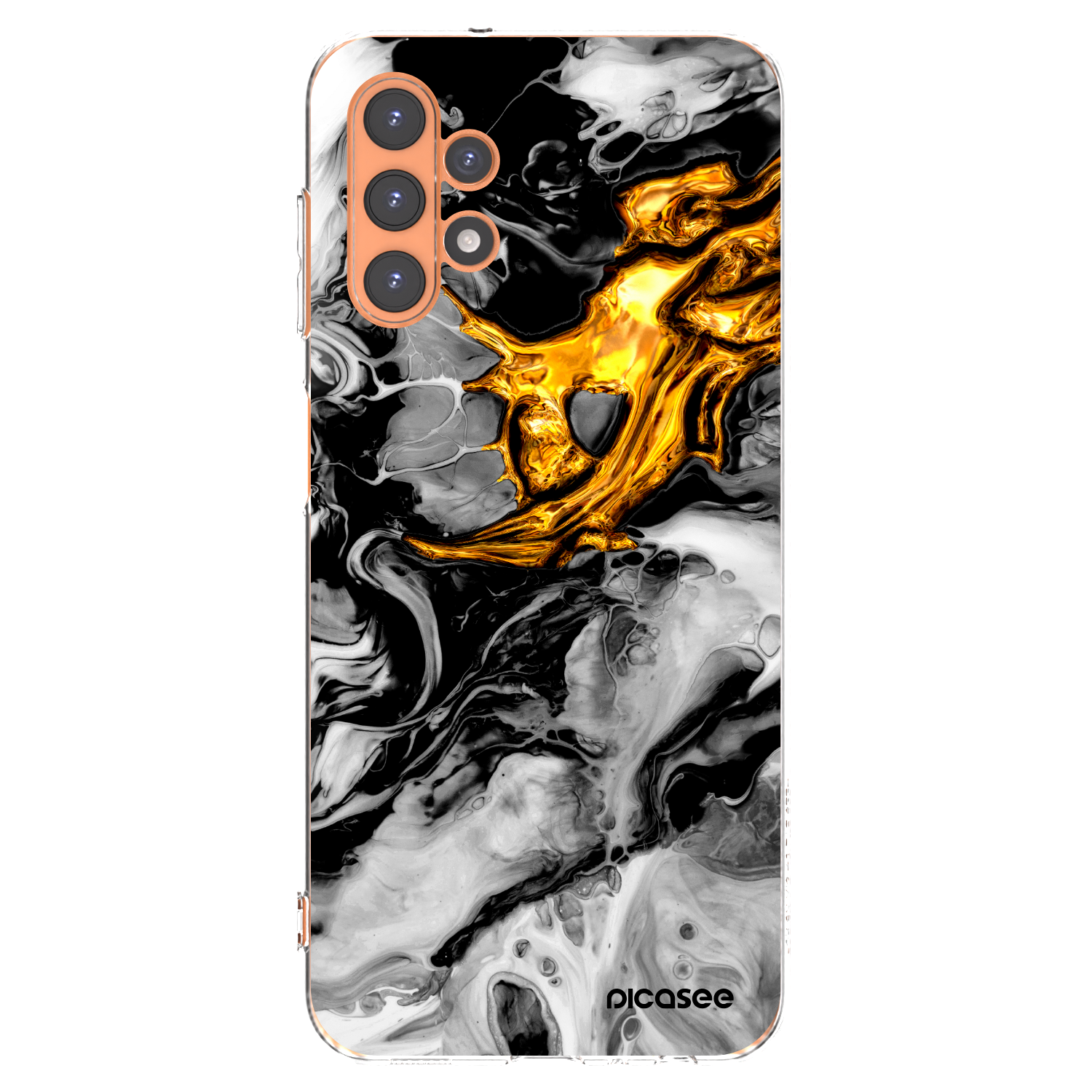 Picasee silikonowe przeźroczyste etui na Samsung Galaxy A13 4G A135 - Black Gold 2