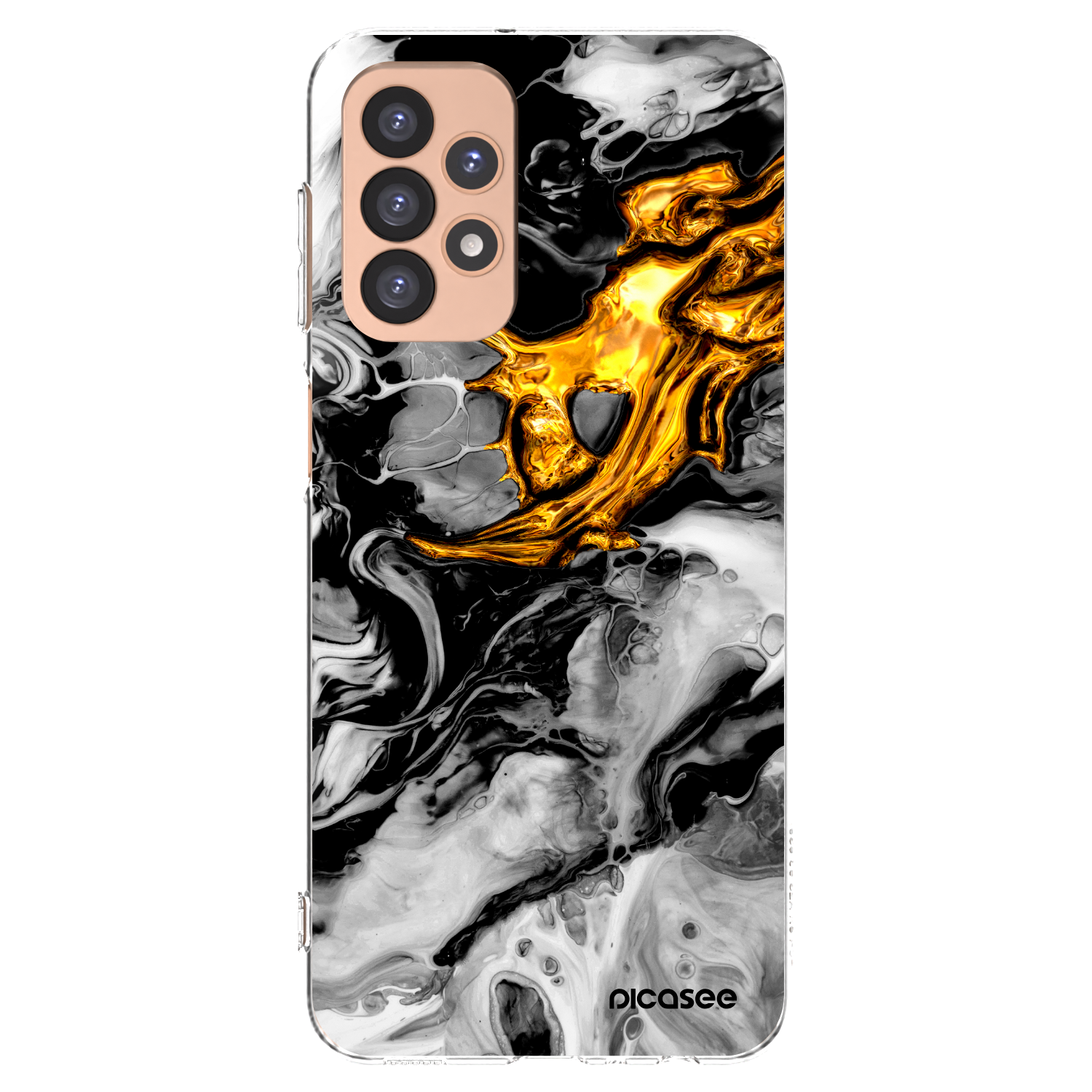 Picasee silikonowe przeźroczyste etui na Samsung Galaxy A23 A236B 5G - Black Gold 2