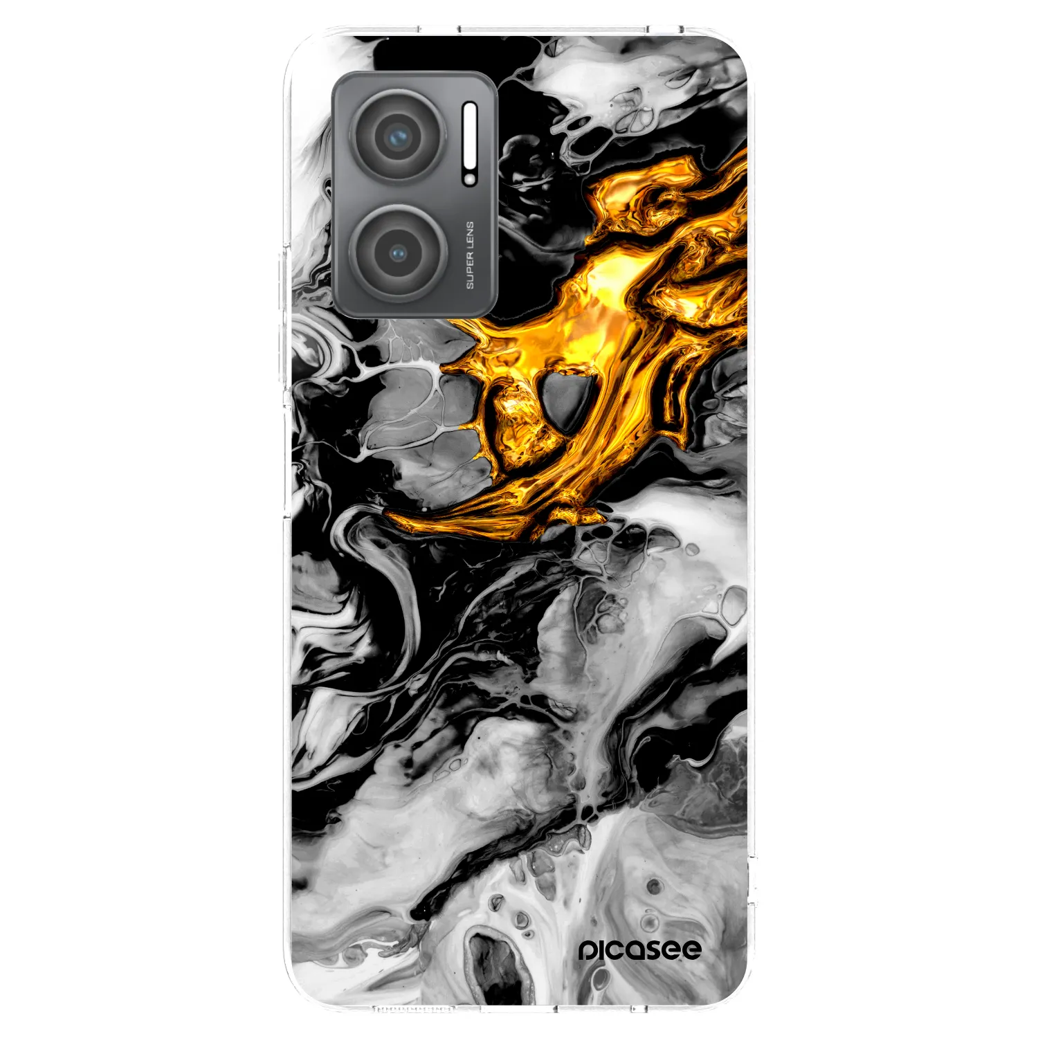 Picasee silikonowe przeźroczyste etui na Xiaomi Redmi 10 5G - Black Gold 2
