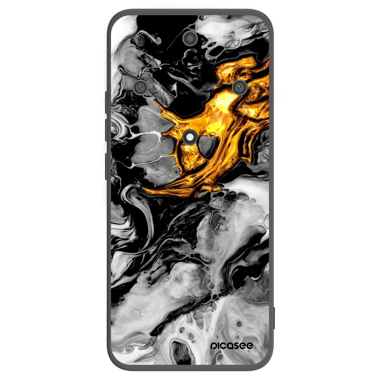 Picasee silikonowe czarne etui na Honor Magic5 Lite 5G - Black Gold 2