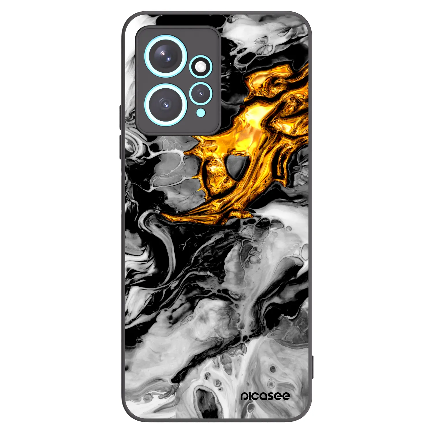Picasee silikonowe czarne etui na Xiaomi Redmi Note 12 4G - Black Gold 2