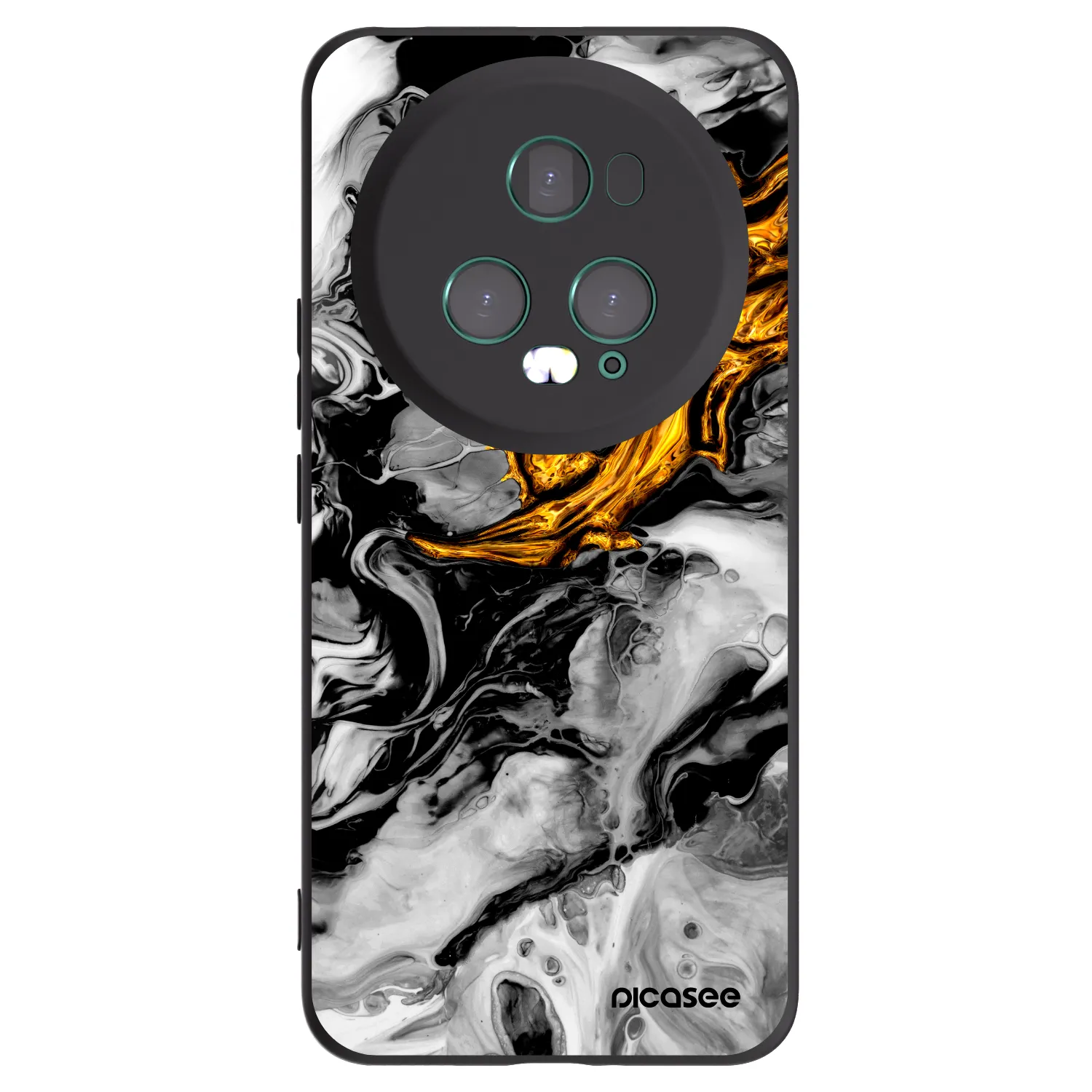 Picasee silikonowe czarne etui na Honor Magic5 Pro - Black Gold 2