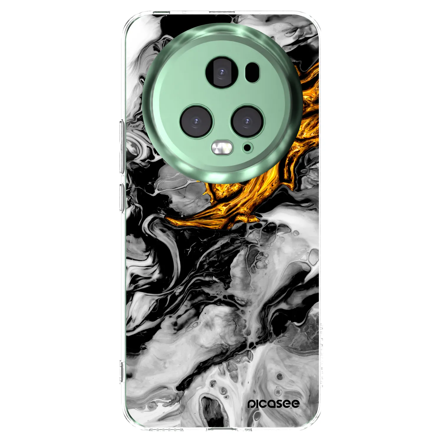 Picasee silikonowe przeźroczyste etui na Honor Magic5 Pro - Black Gold 2