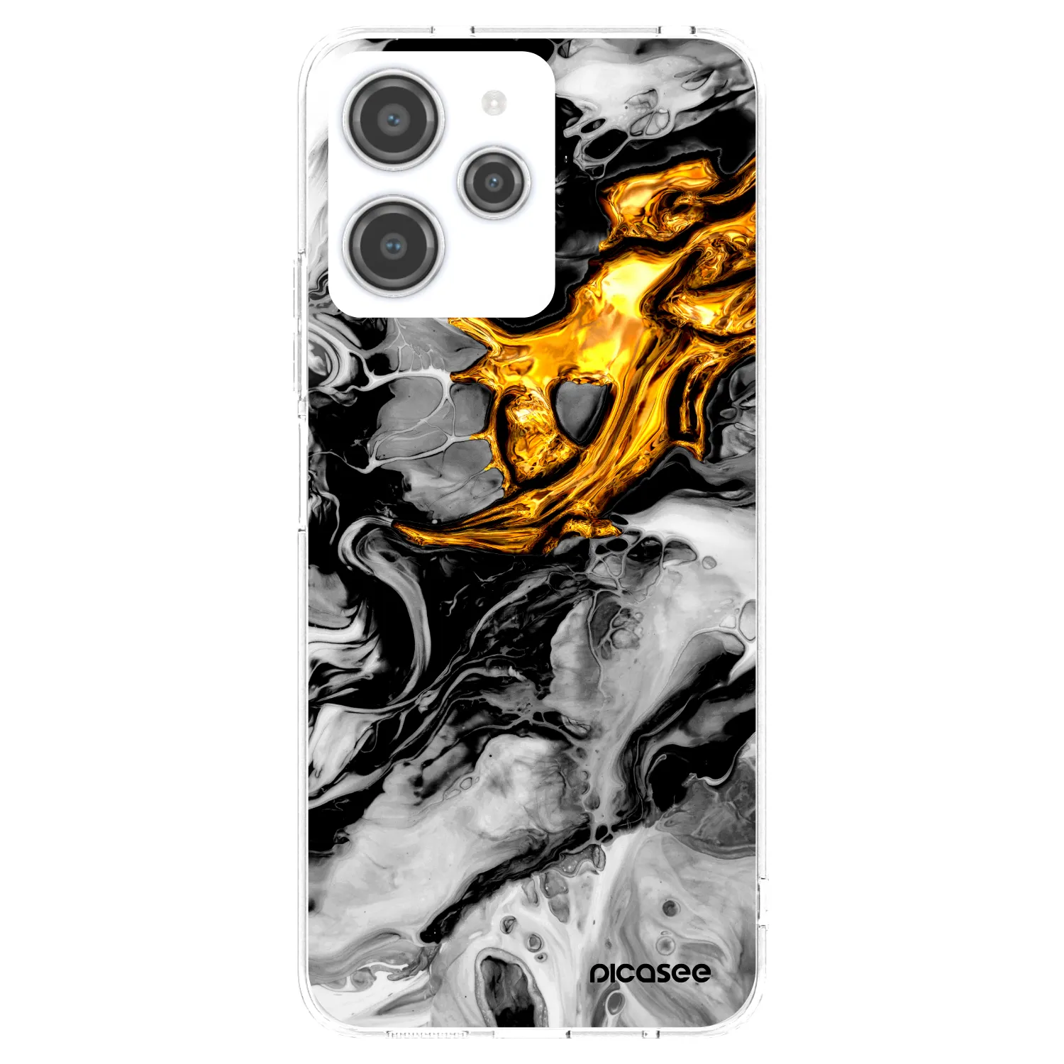 Picasee silikonowe przeźroczyste etui na Xiaomi Redmi 12 4G - Black Gold 2