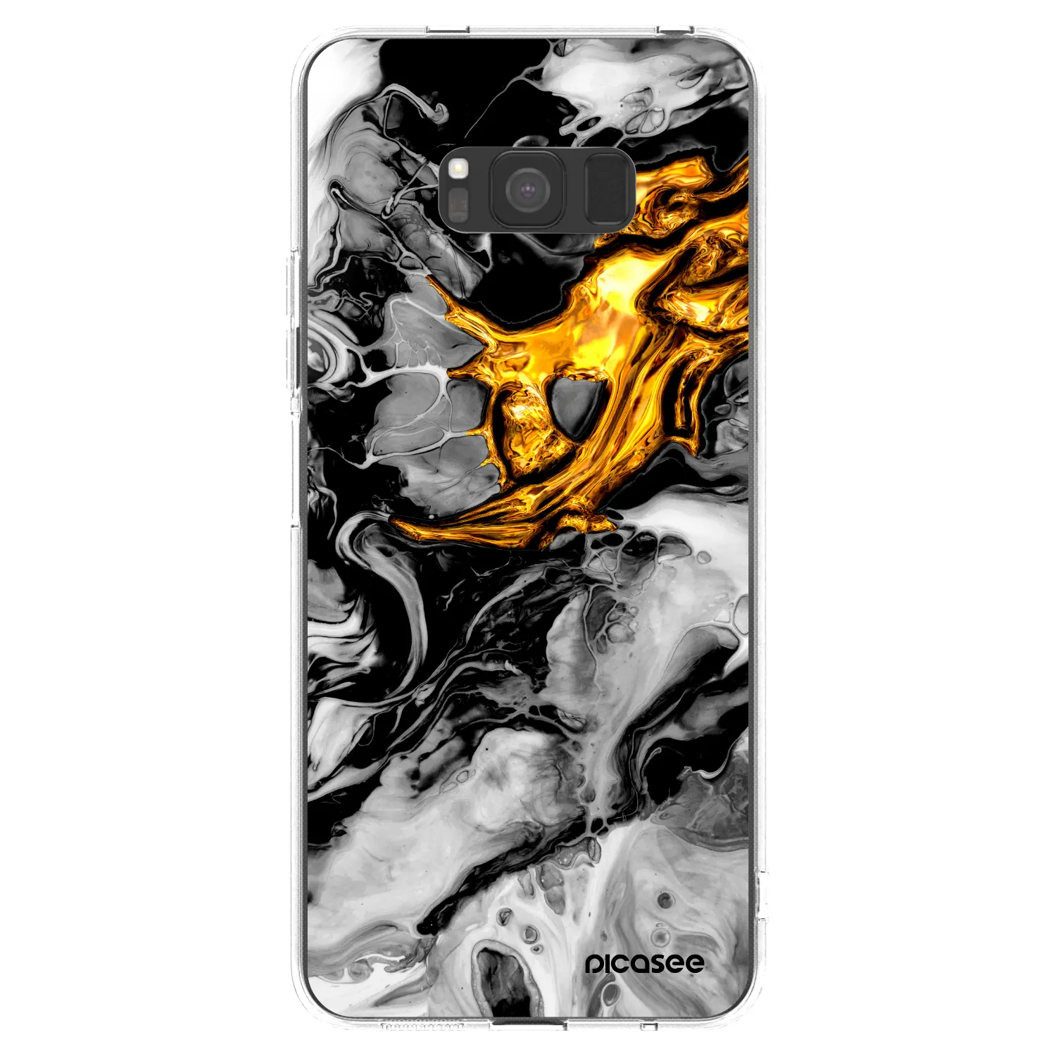 Picasee silikonowe przeźroczyste etui na Samsung Galaxy S8 G950F - Black Gold 2