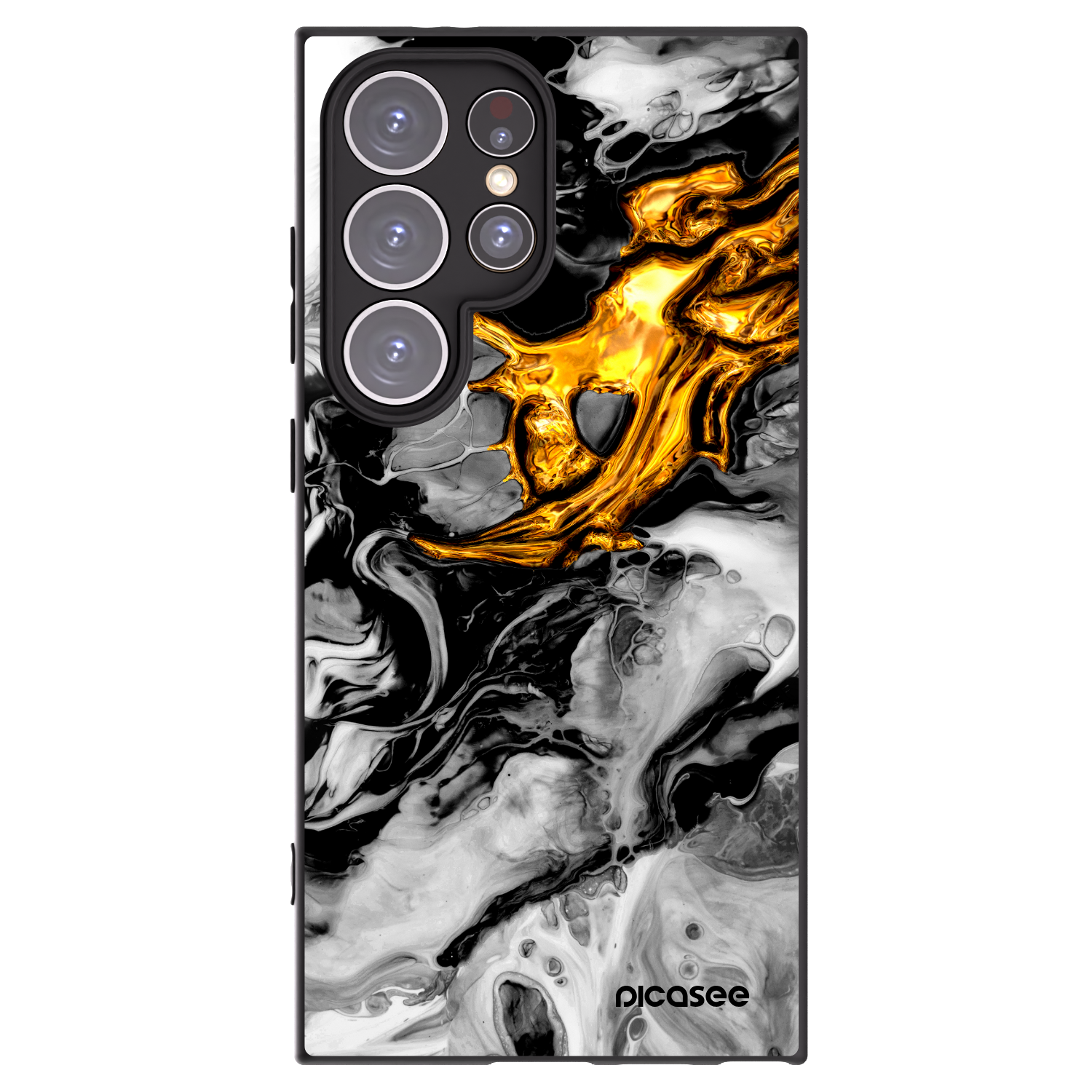 Picasee silikonowe czarne etui na Samsung Galaxy S24 Ultra S928B 5G - Black Gold 2