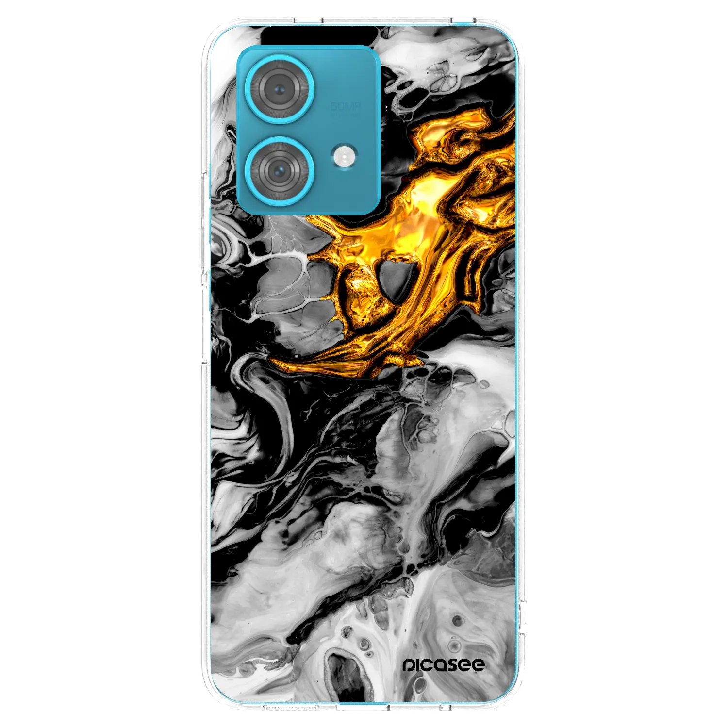 Picasee silikonowe przeźroczyste etui na Motorola Edge 40 Neo - Black Gold 2