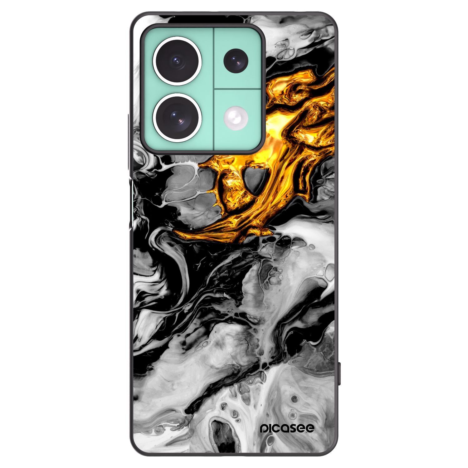 Picasee silikonowe czarne etui na Xiaomi Redmi Note 13 5G - Black Gold 2