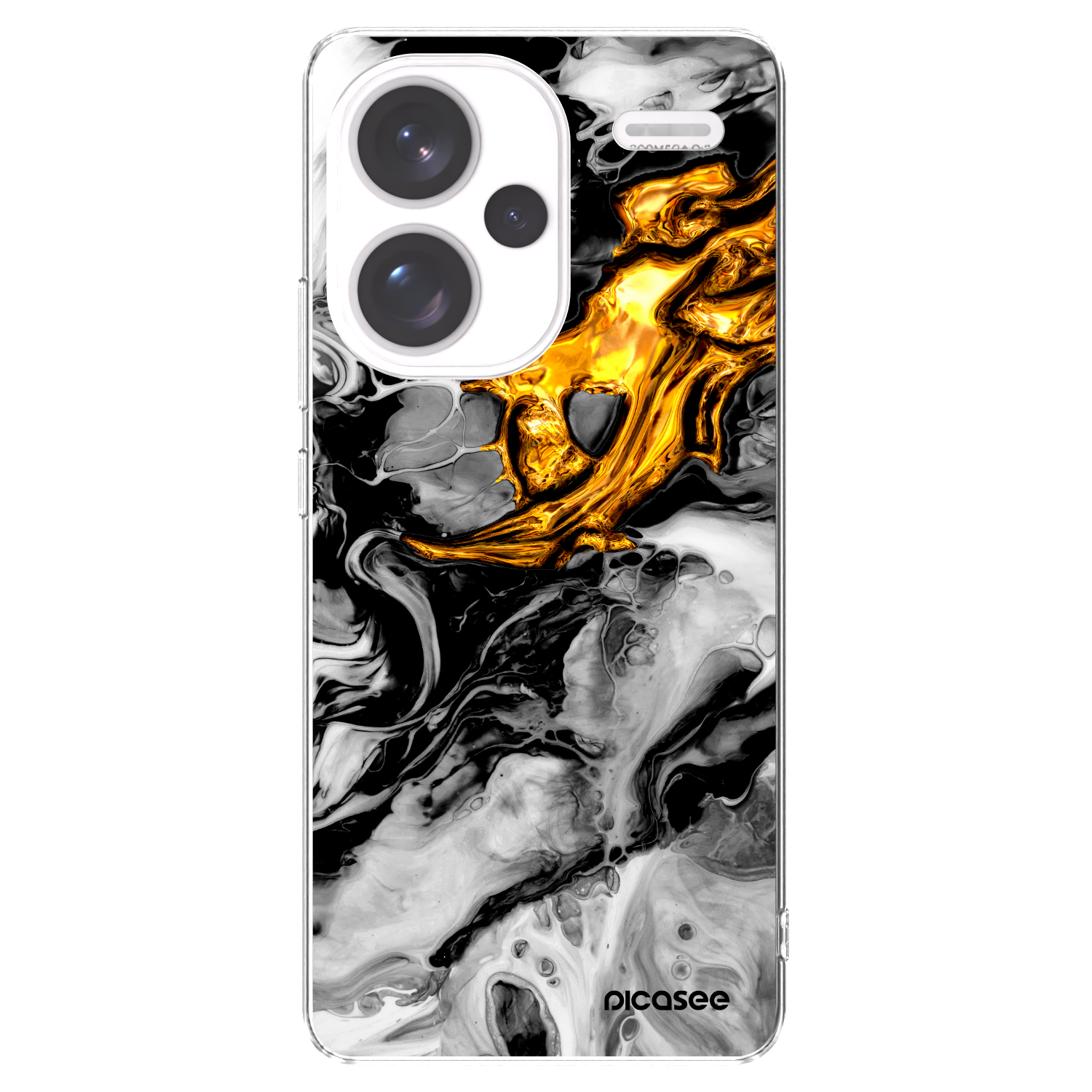 Picasee silikonowe przeźroczyste etui na Xiaomi Redmi Note 13 Pro+ 5G - Black Gold 2