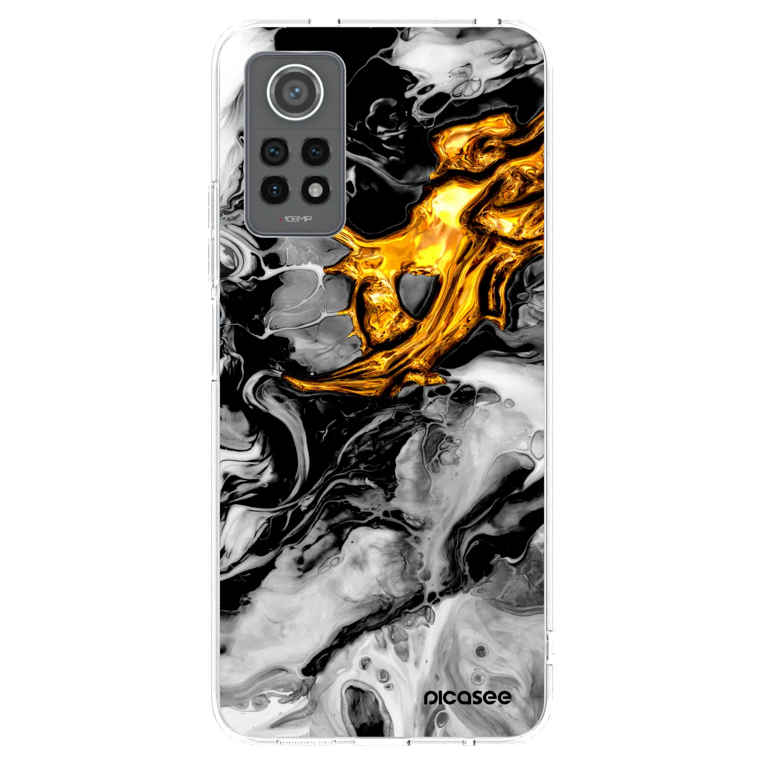 Picasee silikonowe przeźroczyste etui na Xiaomi Redmi Note 12 Pro 4G - Black Gold 2