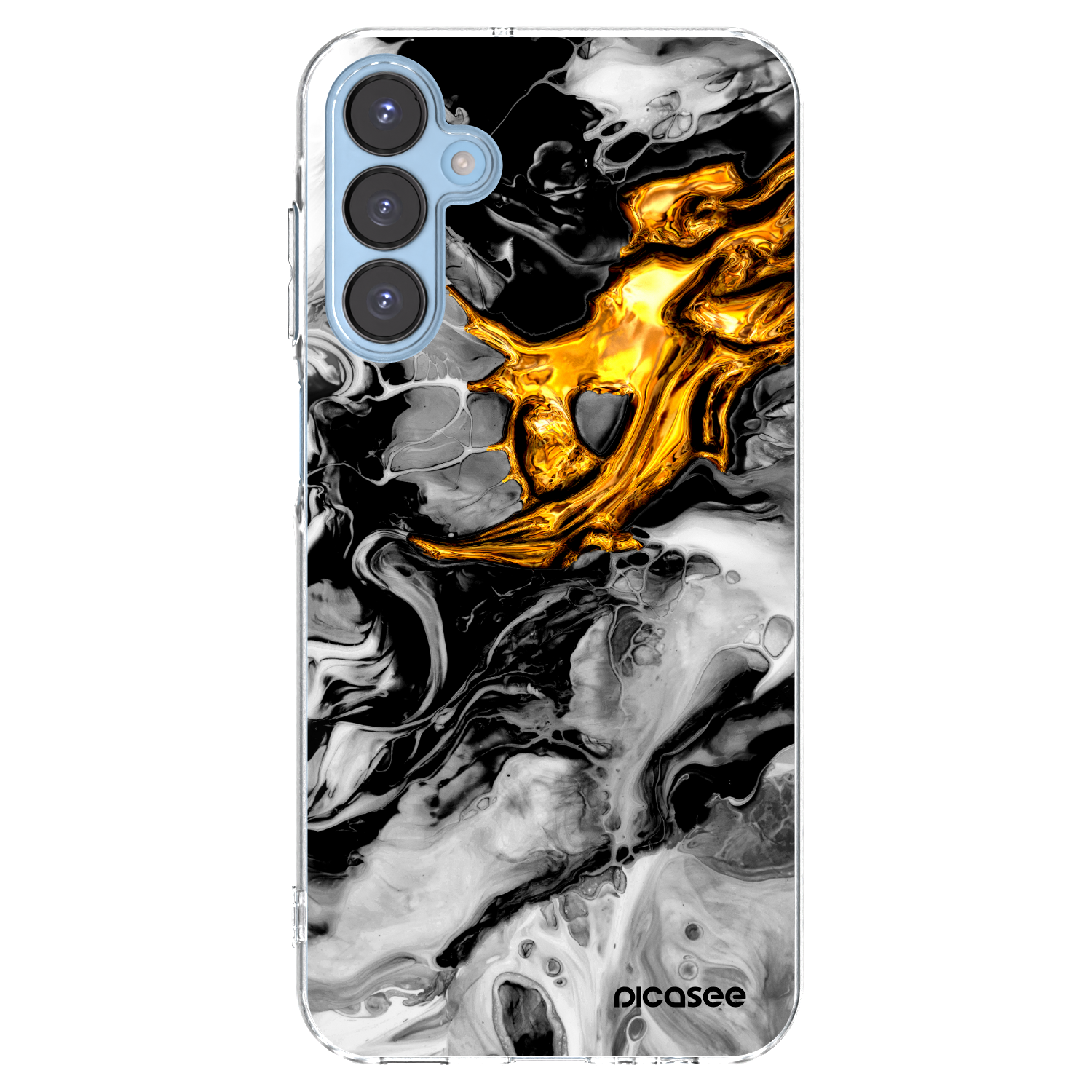 Picasee silikonowe przeźroczyste etui na Samsung Galaxy A15 A156B 5G - Black Gold 2