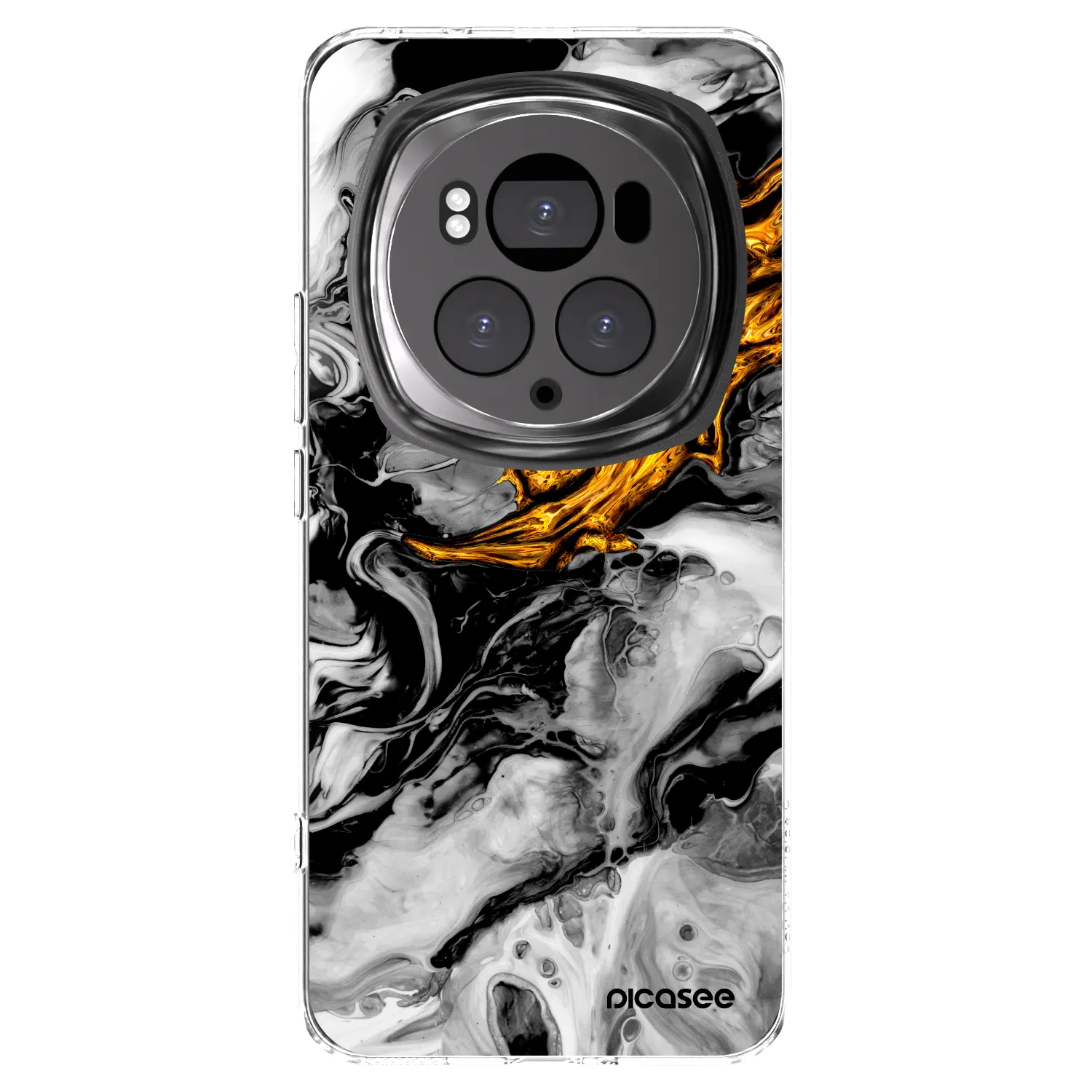 Picasee silikonowe przeźroczyste etui na Honor Magic6 Pro - Black Gold 2
