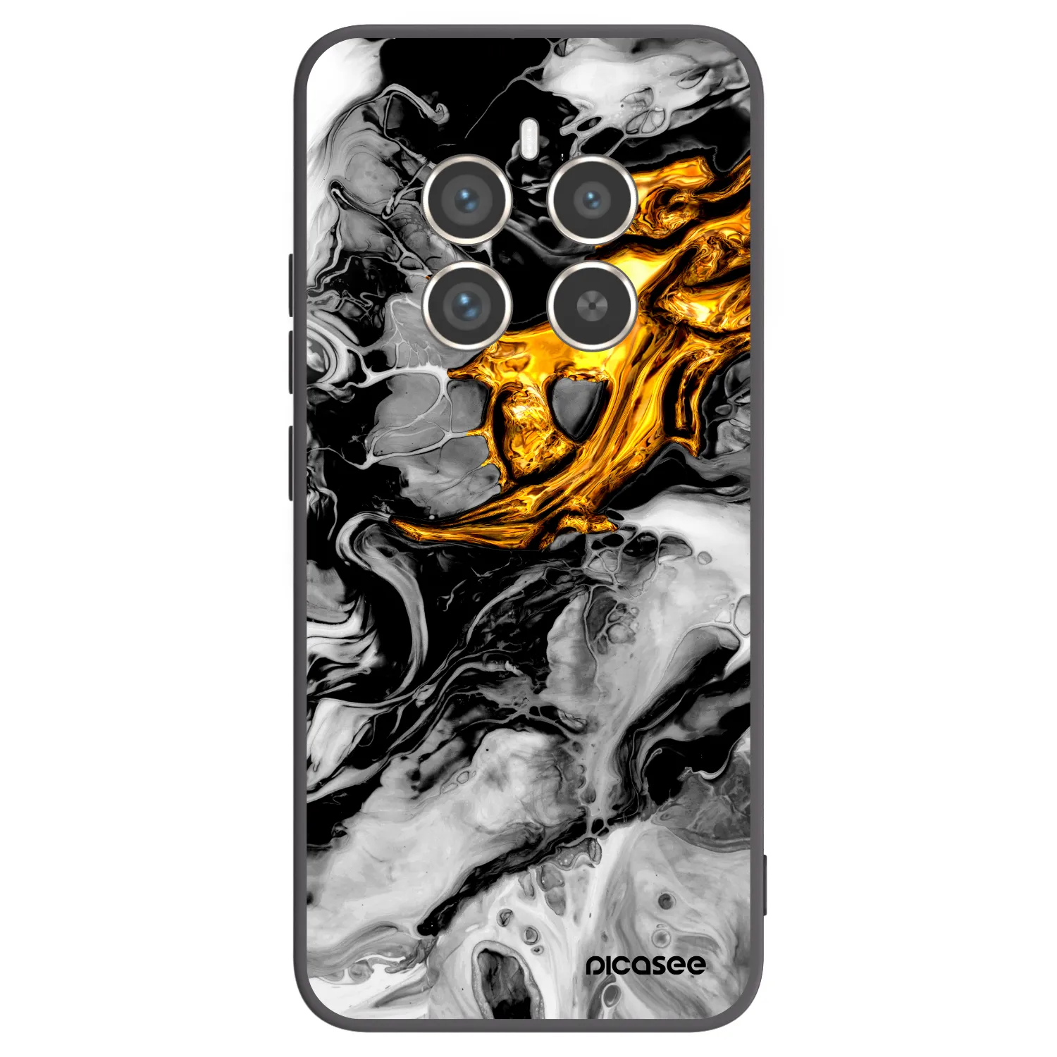 Picasee silikonowe czarne etui na Realme 12 Pro 5G - Black Gold 2