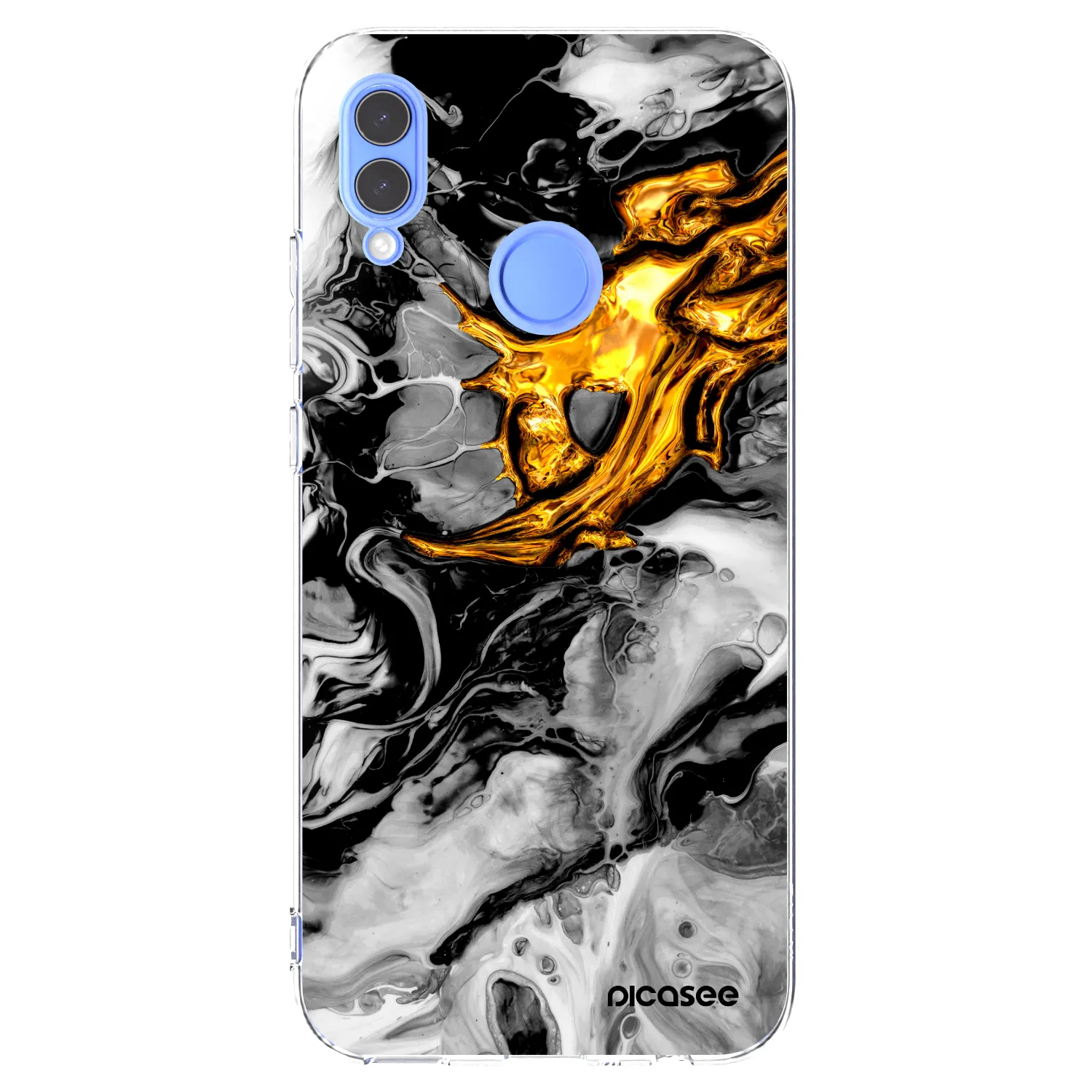 Picasee silikonowe przeźroczyste etui na Huawei P Smart 2019 - Black Gold 2