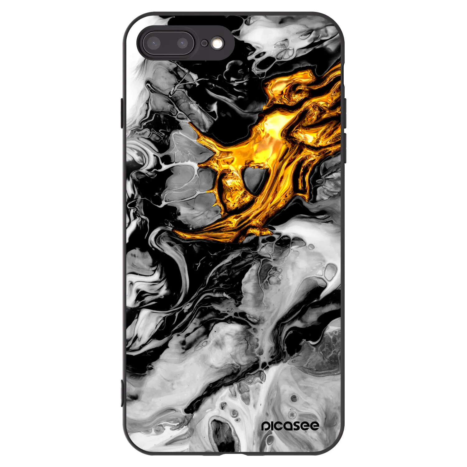 Picasee silikonowe czarne etui na Apple iPhone 8 Plus - Black Gold 2