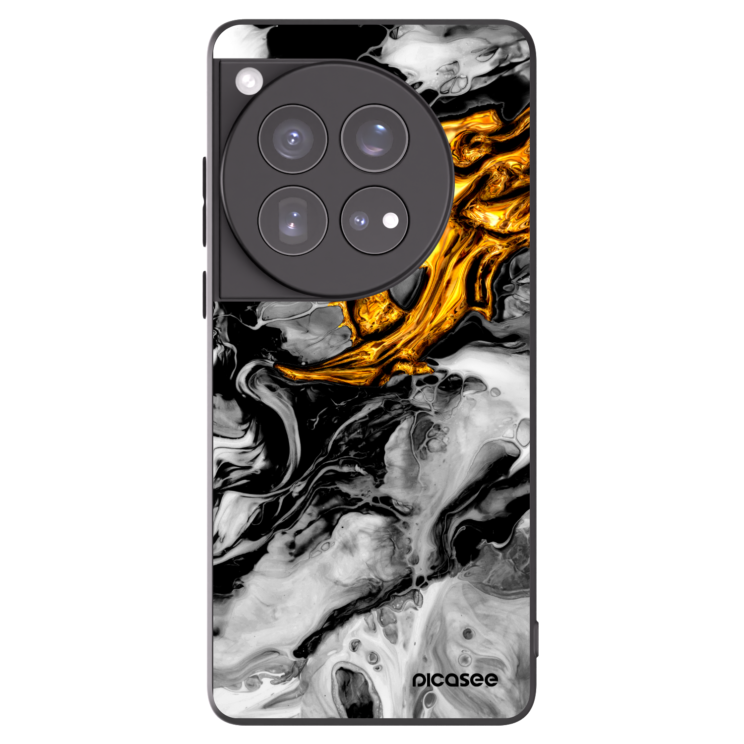 Picasee silikonowe czarne etui na OnePlus 12 5G - Black Gold 2
