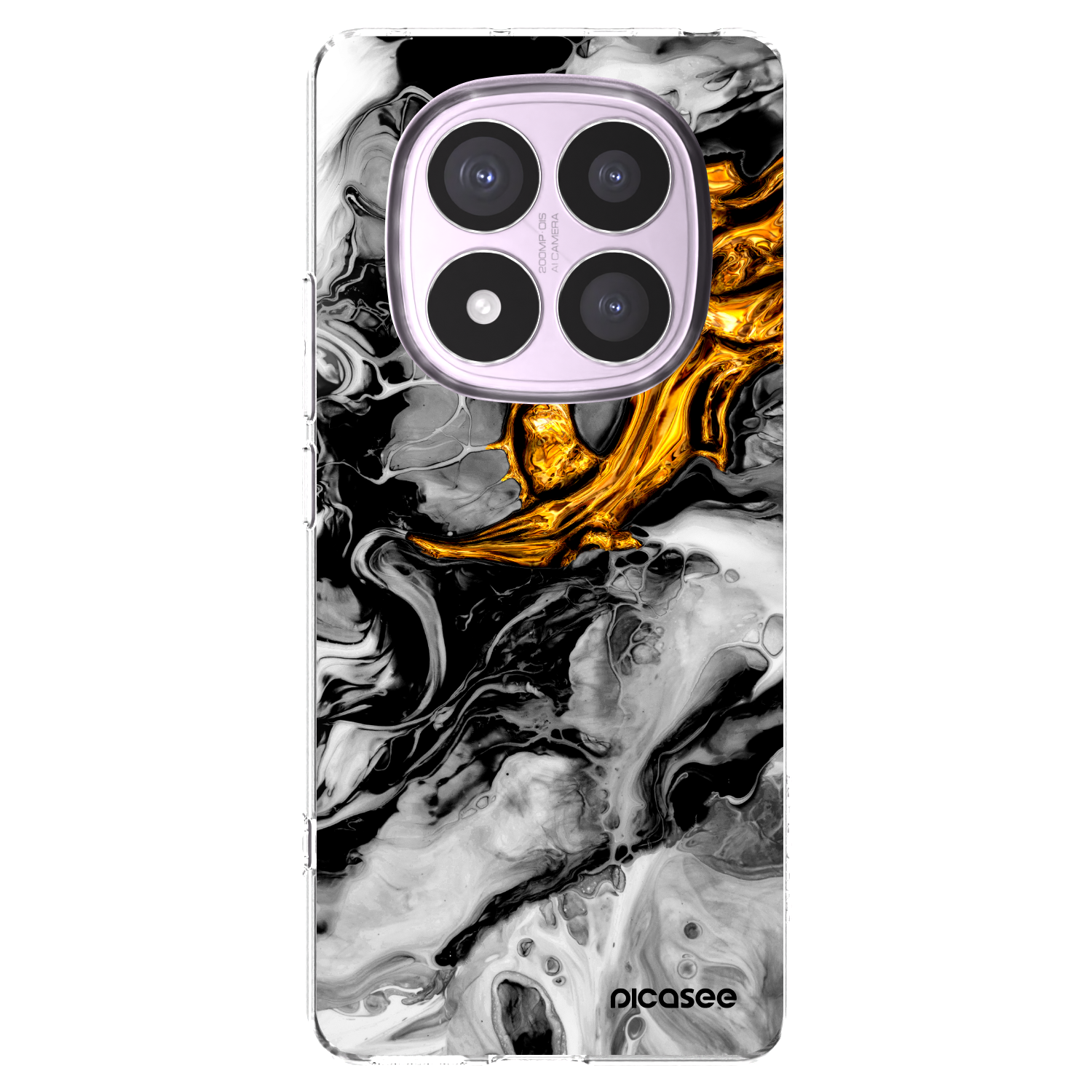 Picasee silikonowe przeźroczyste etui na Xiaomi Redmi Note 14 Pro 5G - Black Gold 2