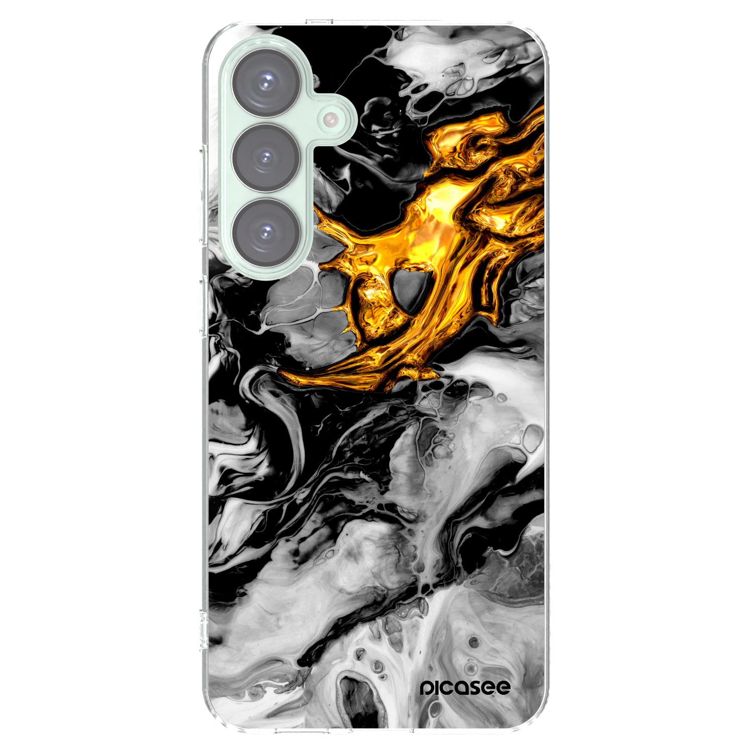 Picasee silikonowe przeźroczyste etui na Samsung Galaxy S25+ 5G - Black Gold 2