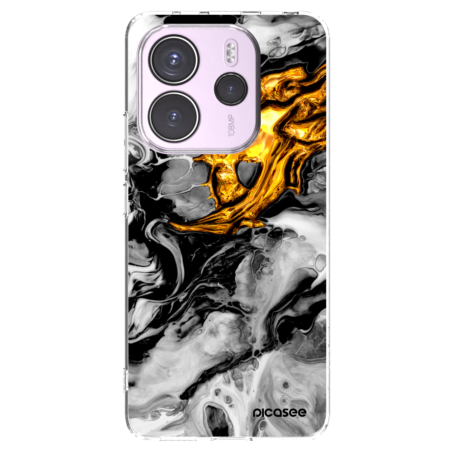 Picasee silikonowe przeźroczyste etui na Xiaomi Redmi Note 14 4G - Black Gold 2