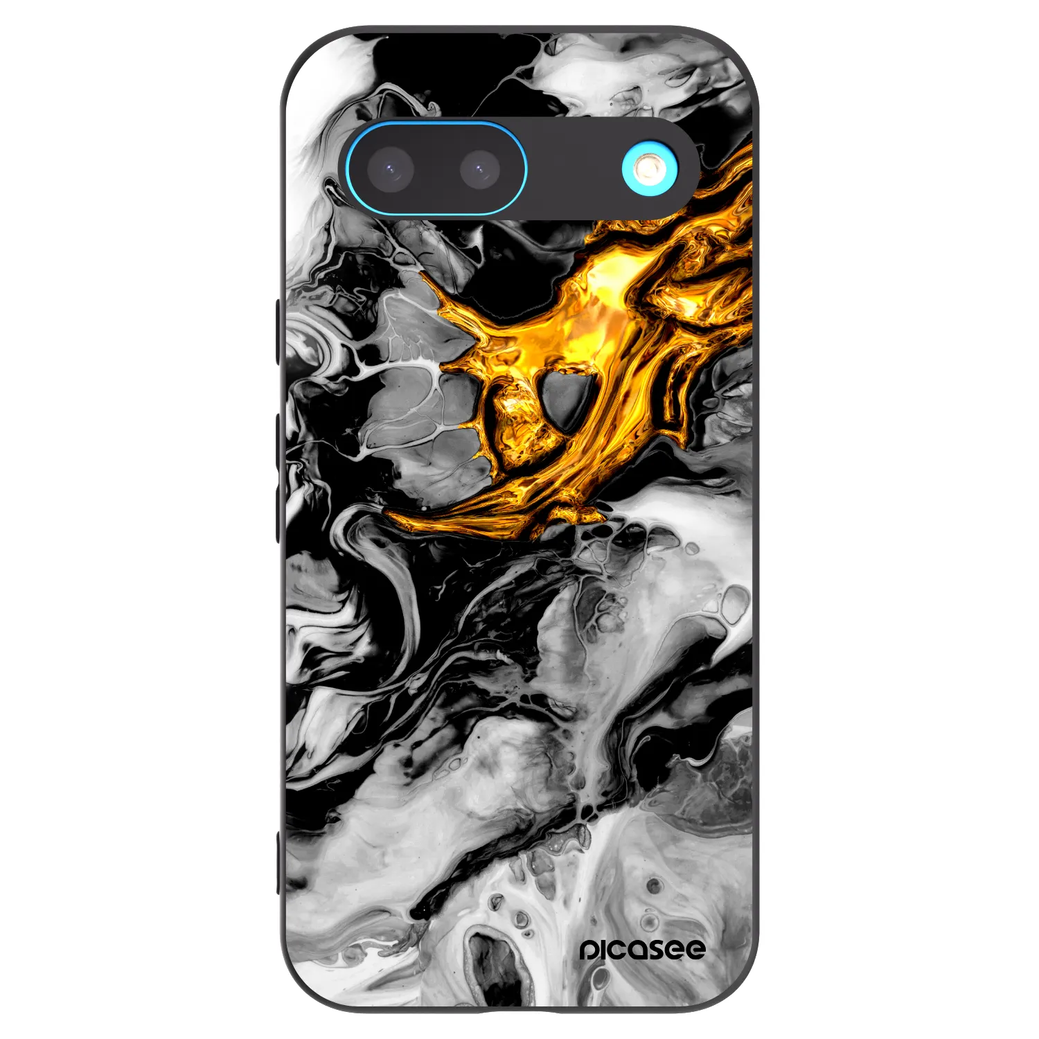 Picasee silikonowe czarne etui na Google Pixel 8 - Black Gold 2