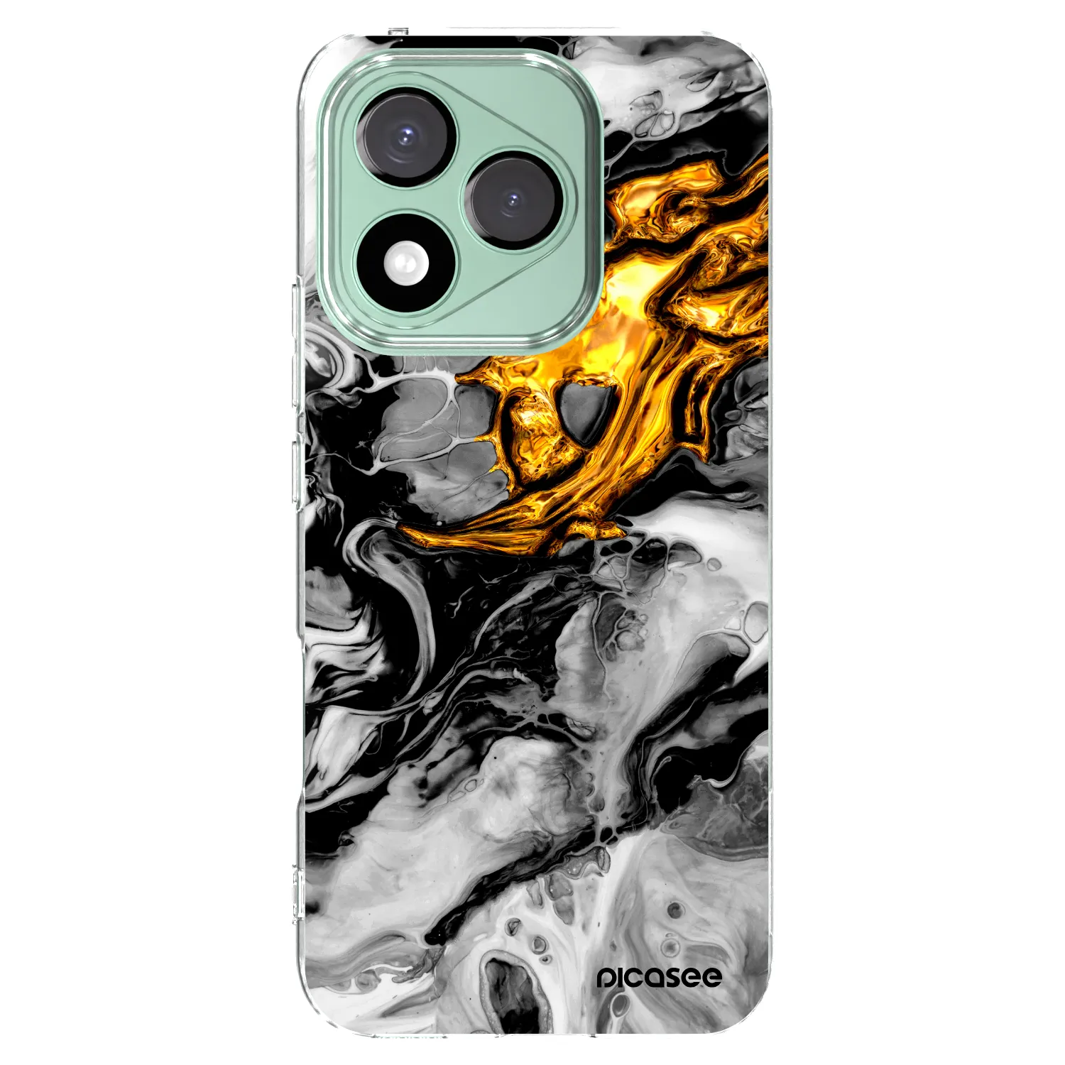 Picasee silikonowe przeźroczyste etui na Honor 400 Lite 5G - Black Gold 2