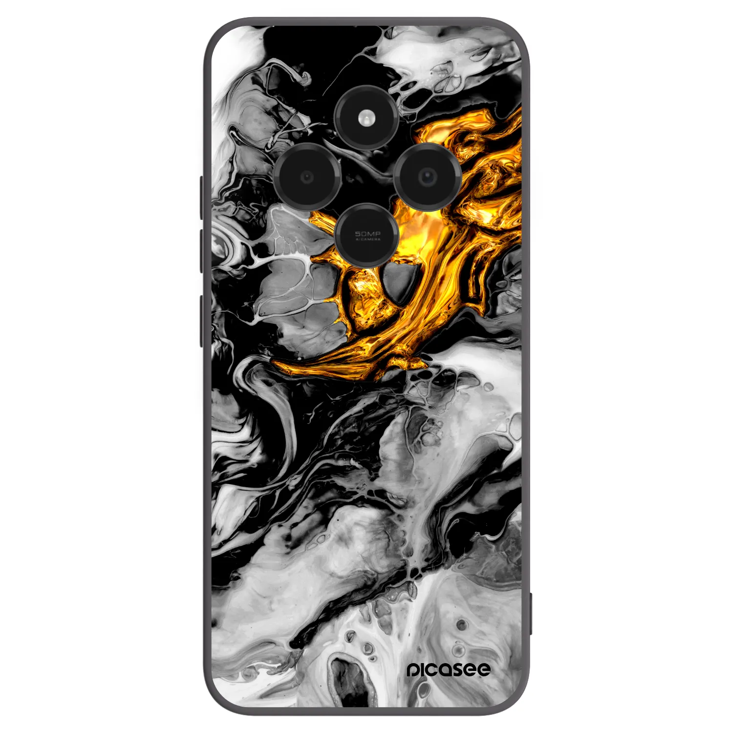 Picasee silikonowe czarne etui na Xiaomi Poco C75 - Black Gold 2