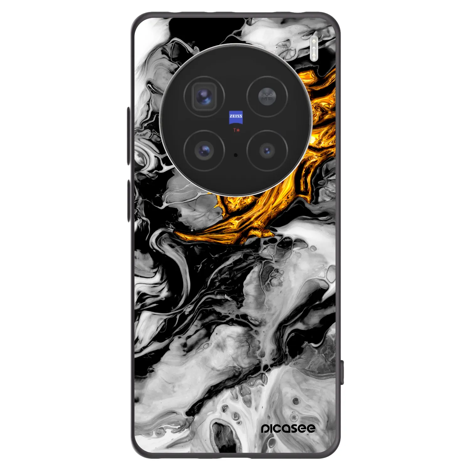 Picasee silikonowe czarne etui na Vivo X200 Pro - Black Gold 2