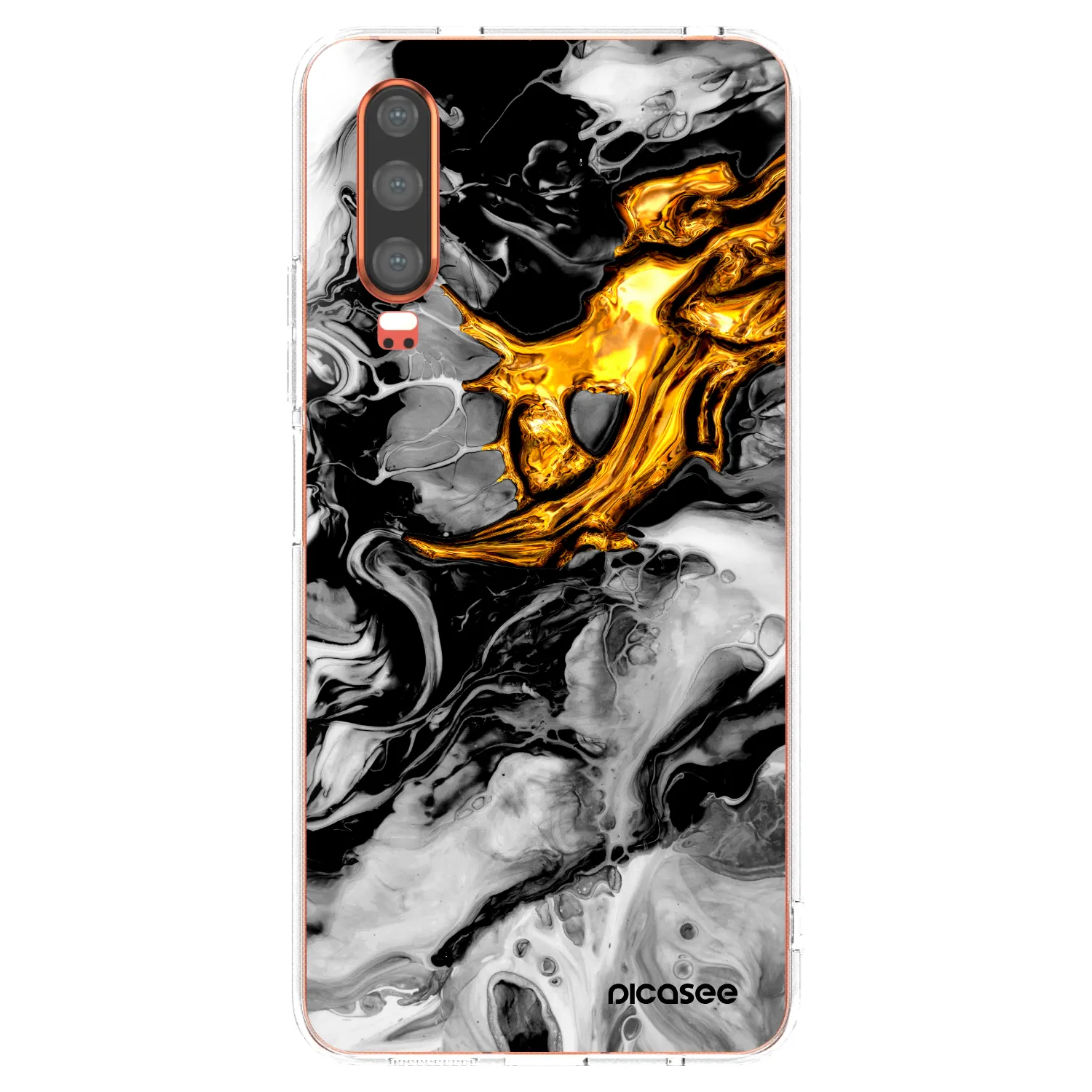 Picasee silikonowe przeźroczyste etui na Huawei P30 - Black Gold 2
