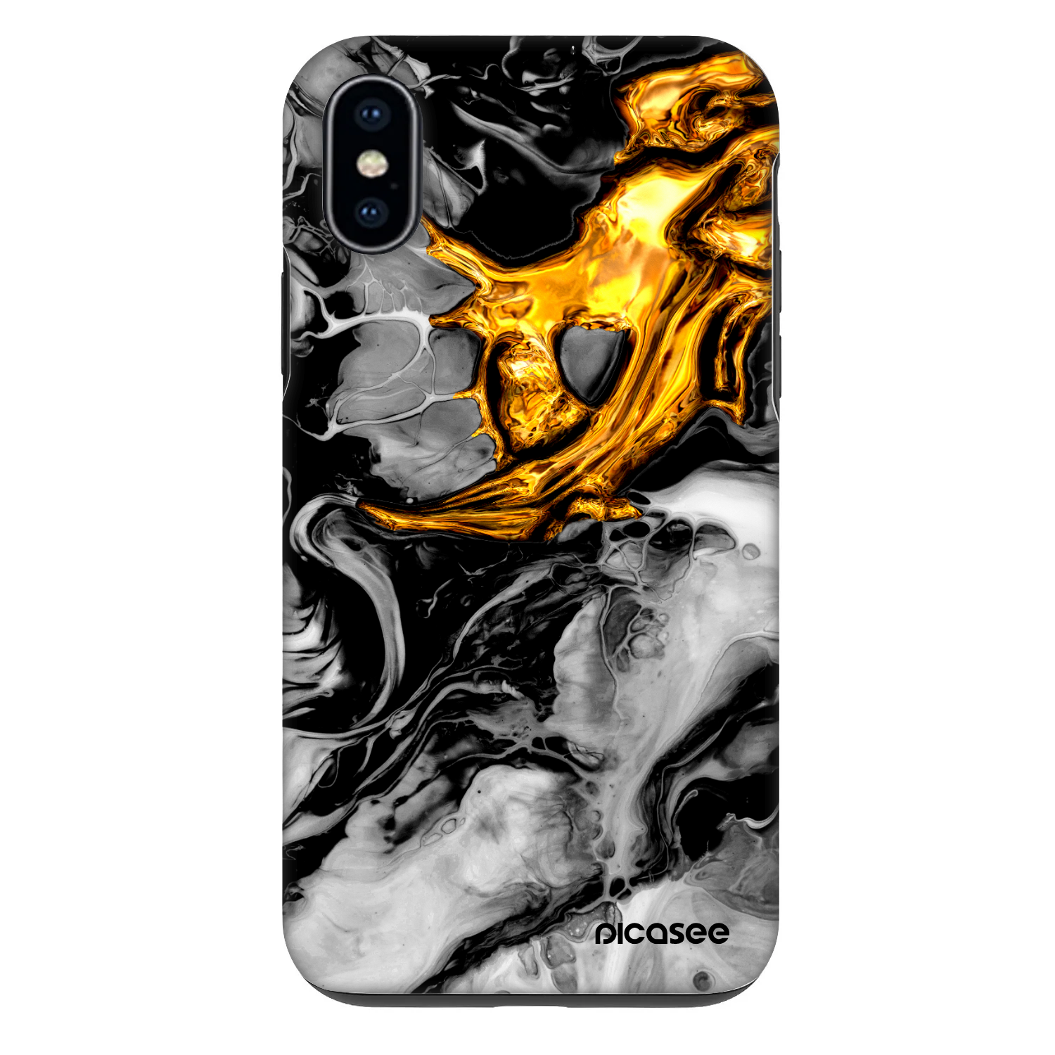 Picasee Fashion Case na Apple iPhone X/XS - Black Gold 2