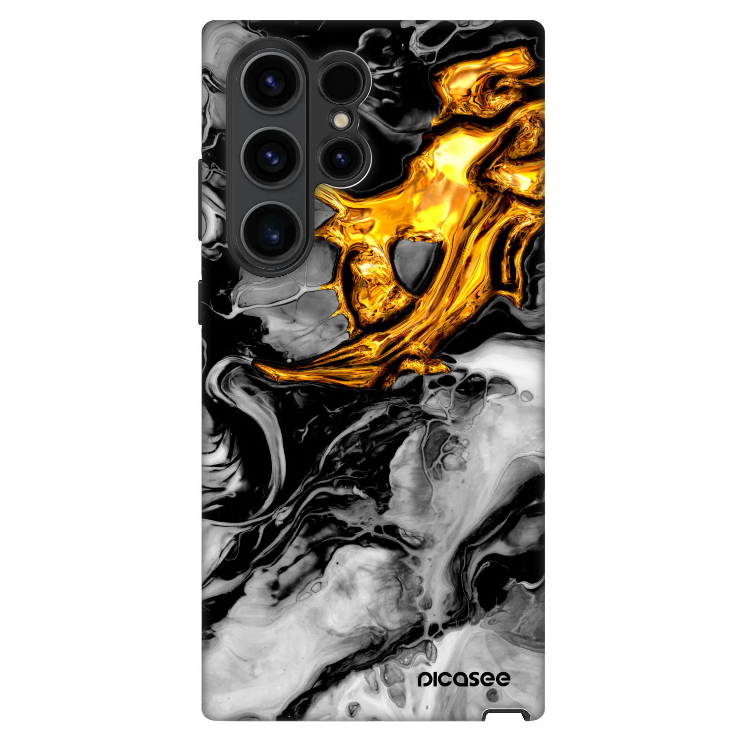 Picasee Fashion Case na Samsung Galaxy S23 Ultra 5G - Black Gold 2